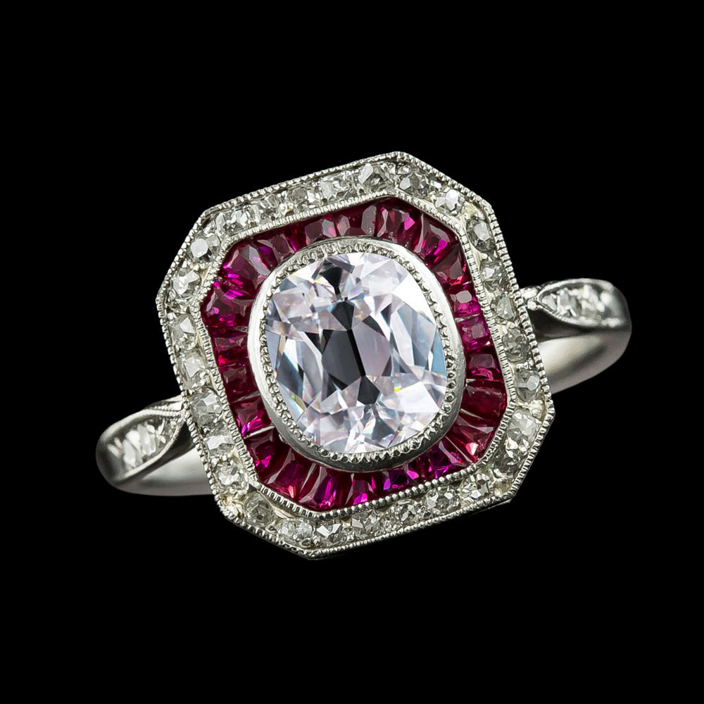 Halo Cushion Old Miner Diamond Pink Sapphire Ring 5 Carats