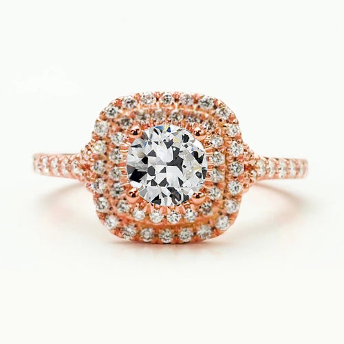 Old Miner Cut Diamond Rose Gold Jewelry