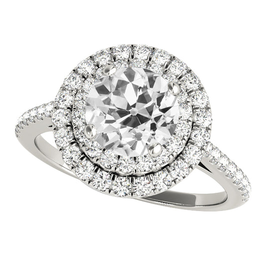 Double Halo Ring Old Miner Diamond With Accents Pave Set