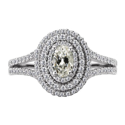 Double Halo Ring Old Miner Cut Diamond
