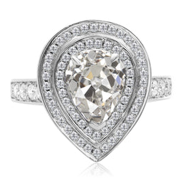 Double Halo Ring Round & Oval Old Mine Cut Diamond 10.50 Carats