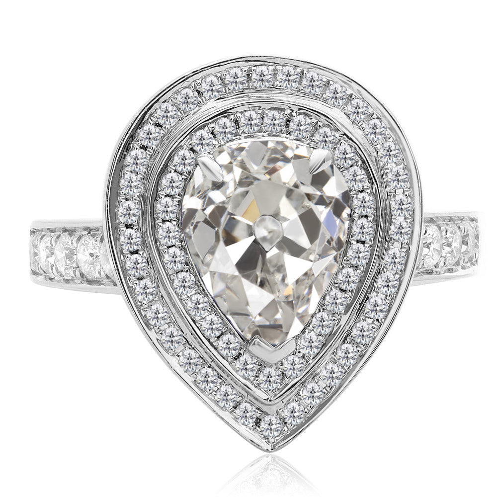 Double Halo Ring Old Miner Cut Diamond