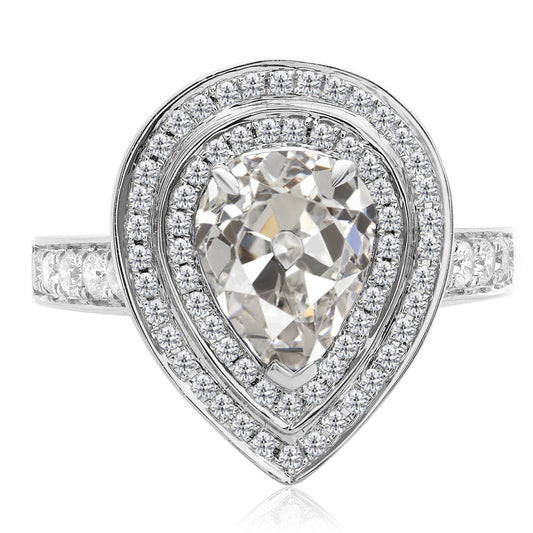 Double Halo Ring Old Miner Cut Diamond