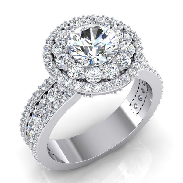 Double Halo Diamond Ring 3 Carats