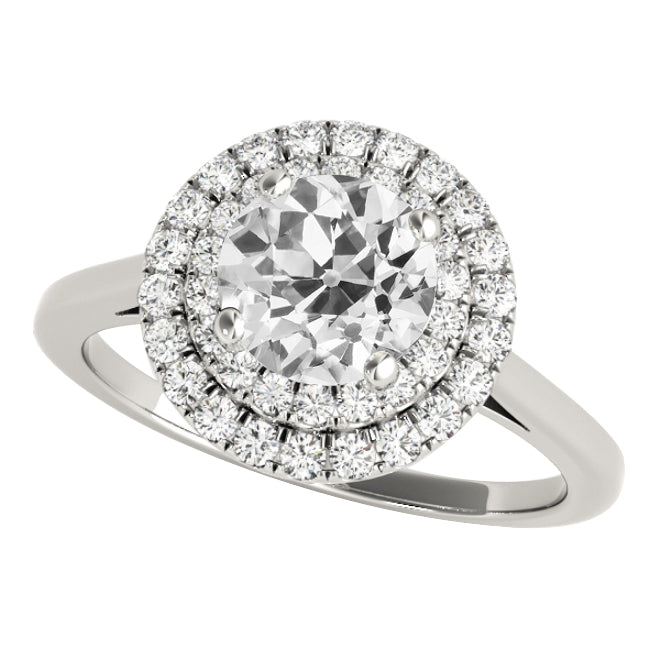 Double Halo Round Old Miner Ring