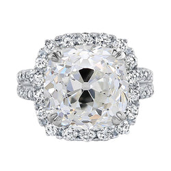 Double Shank Halo Cushion Old Miner Diamond Ring 4.50 Carats