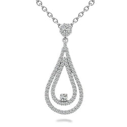 Double Teardrop Pendant Necklace 3.50 Ct Sparkling Round Cut Diamond