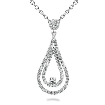 Double Teardrop Pendant Necklace 3.50 Ct Sparkling Round Cut Natural Earth Mined Diamond