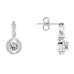 Drop Earrings Round Old Cut Diamond Circle Style 4 Prong Set 2 Carats