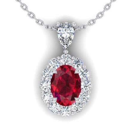 Eagle Claws Red Oval Ruby Necklace Diamond Jewelry