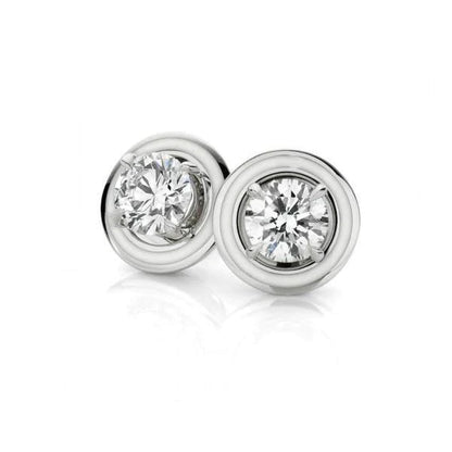 Eagle Claw Prongs Brilliant Cut Diamonds Studs Earrings White Gold 14K