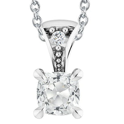 Eagle Claw Prongs Cushion Old Miner & Round Real Natural Earth Mined Diamond Gold Pendant