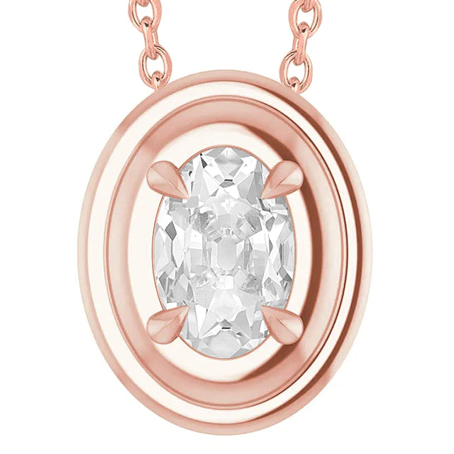 Eagle Claw Prongs Diamond Pendant Oval Old Miner 5 Carats Rose Gold