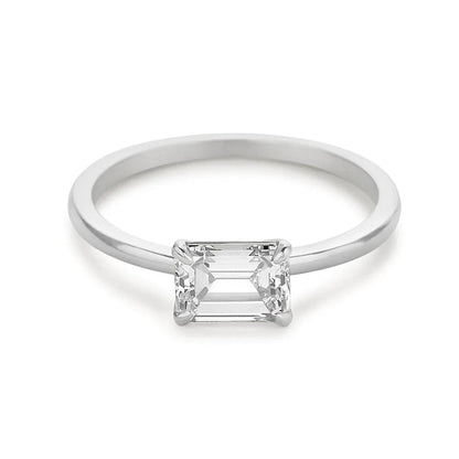 Eagle Claw Prongs Emerald Cut Solitaire Diamond Classic Ring