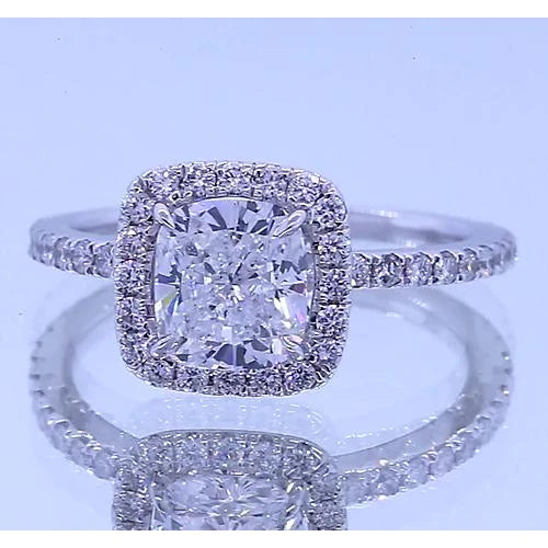 Eagle Claw Prongs Halo Cushion Anniversary Diamond Ring 3.50 Carats