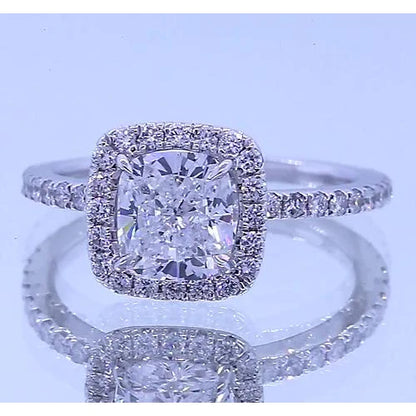 Eagle Claw Prongs Halo Cushion Anniversary Diamond Ring 3.50 Carats