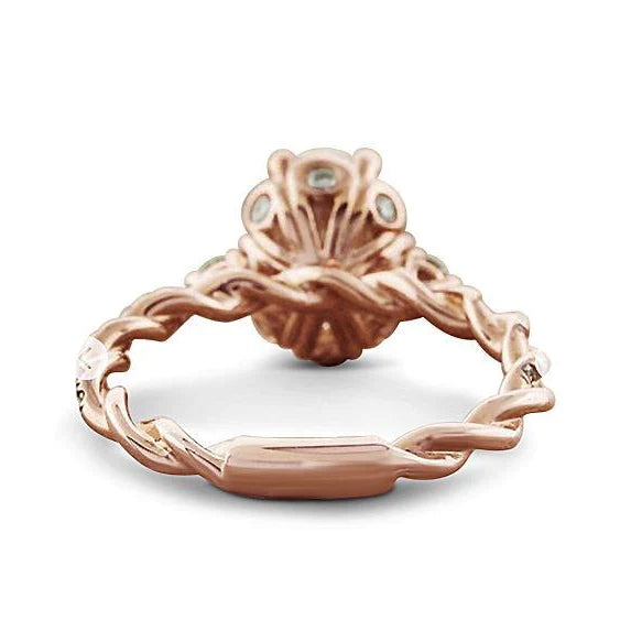 Eagle Claw Prongs Oval Wedding Ring Rope Style Rose Gold 14K 2.15 Ct 