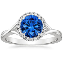 Eagle Claws Blue Sapphire And Natural Earth Mined Diamond Ring 2.40 Carats White Gold 14K