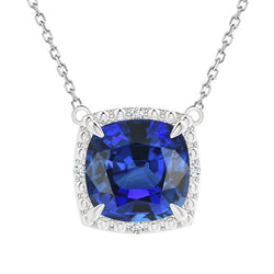 Natural Sapphire Pendant 5.25ct - White Gold 14K