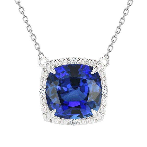 natural round sapphire 5.25ct pendant front view