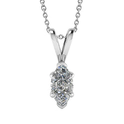 Eagle Claws Marquise Cut Solitaire Diamond Pendant White Gold 14K