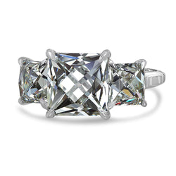 Eagle Claw Prongs French Cut Diamond Three Stone Ring 4 Carats