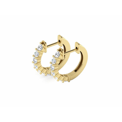 Yellow Gold Hoop Earrings Round Natural Earth Mined Diamonds Prong 0.75 Inches 2.10 Carats