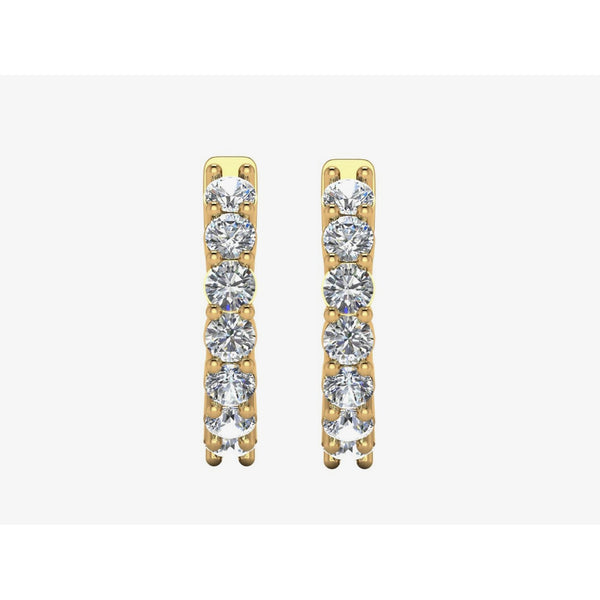 Products Yellow Gold Hoop Earrings Round Diamonds Prong 0.75 Inches 2.10 Carats