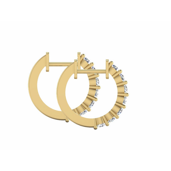 Products Yellow Gold Hoop Earrings Round Diamonds Prong  2.10 Carats