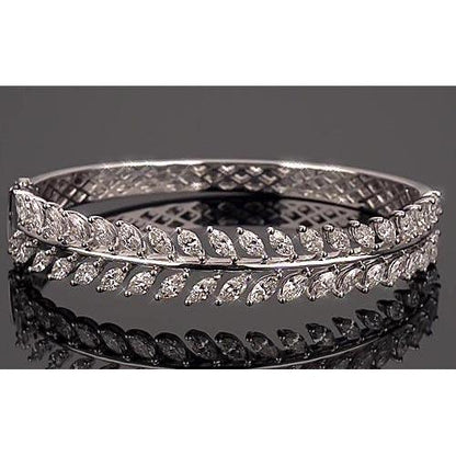 Elegant Custom Jewelry Women Diamond Bangle Marquise