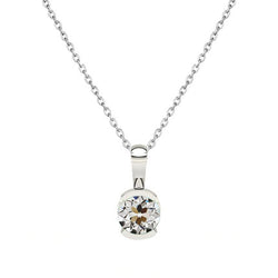 Elegant Round Real Diamond Pendant 1 Carat Old Miner Half Bezel