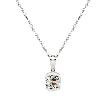 Elegant Round Diamond Pendant 1 Carat Old Miner Half Bezel 