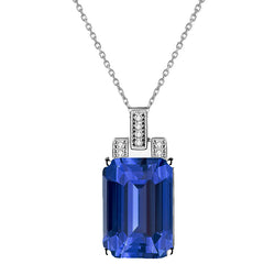 Emerald Ceylon Sapphire & Round Natural Earth Mined Diamond Pendant Necklace 4.75 Carats