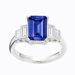 Emerald Natural Earth Mined Diamond Sapphire Anniversary Ring 2.50 Carats Ladies Gold 14K