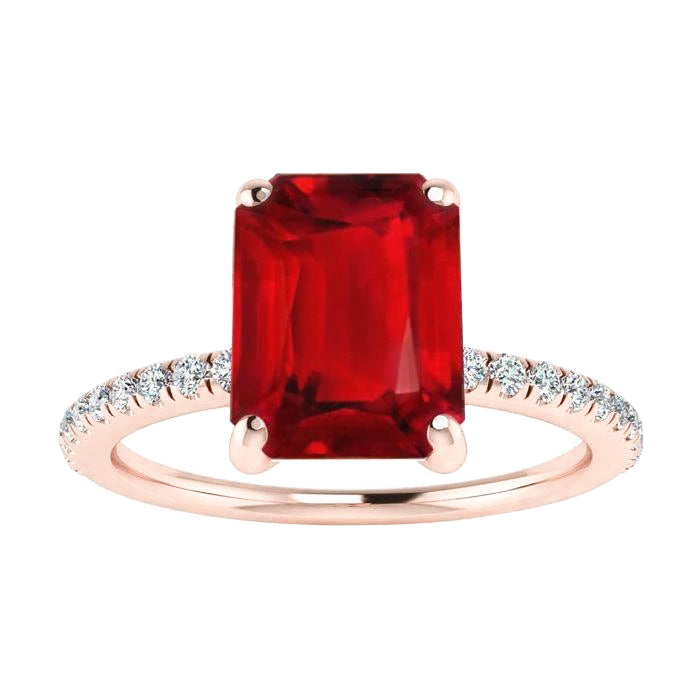 Females Emerald Ruby Gem-Stone Diamond Wedding Ring   Rose Gold 