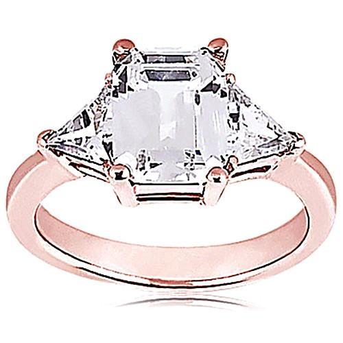 Emerald Cut 3.51 Ct. Lab Grown Diamond Anniversary 3 Stone Ring Rose Gold 14K