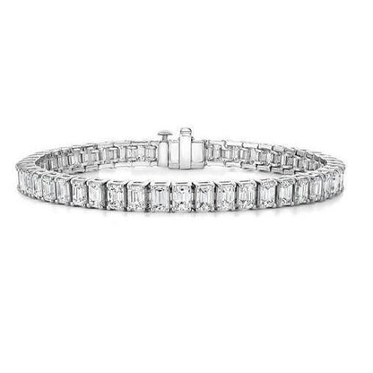 Emerald Cut Lab Grown Diamond Tennis Bracelet Women Jewelry 10 Carat WG