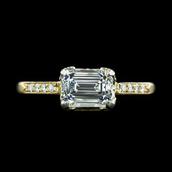 Genuine   Emerald & Round Diamond Anniversary Ring 5 Carats Two Tone Gold