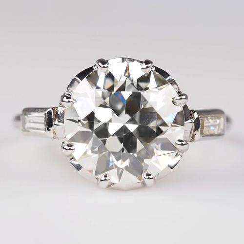 Old Miner 3 Stone Engagement Ring Baguette Channel Set
