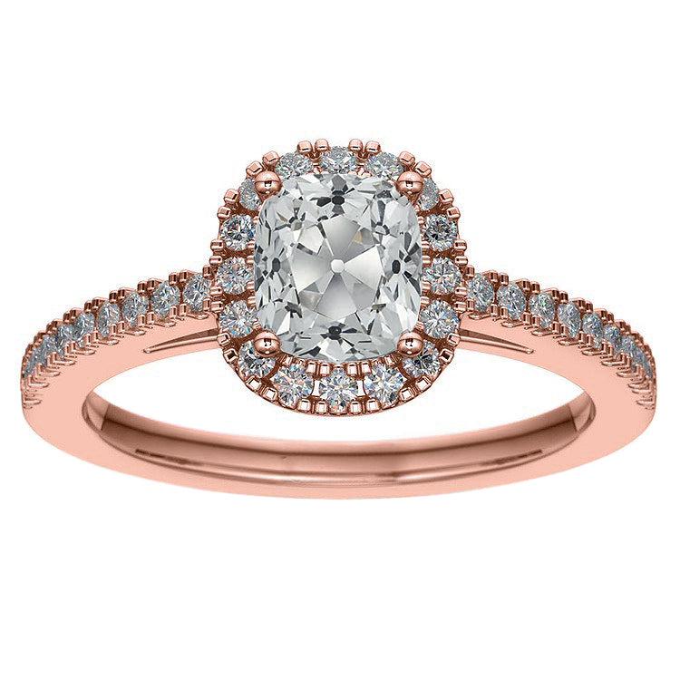 Engagement Halo Ring Cushion Old Miner Diamonds 