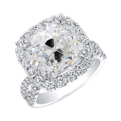 Engagement Halo Ring Old Cut Cushion Diamond 5.50 Carats