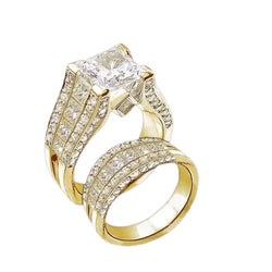 Engagement Ring Band Set 5.01 Ct. Gorgeous Diamonds Yellow Gold 14K