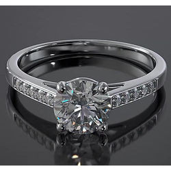 Engagement Ring Cathedral Setting Round Natural Earth Mined Diamond White Gold