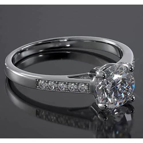 Engagement Ring Cathedral Setting Round Diamond White Gold