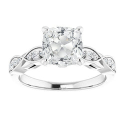 Real  Engagement Ring Cushion Old Cut Diamond Infinity Style 6.50 Carats