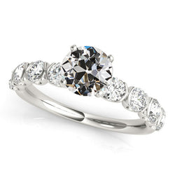 Real  Engagement Ring Old Cut Diamond Prong Half Bezel Set 4 Carats