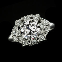 Real  Engagement Ring Old Cut Round Diamonds Vintage Style 3.50 Carats