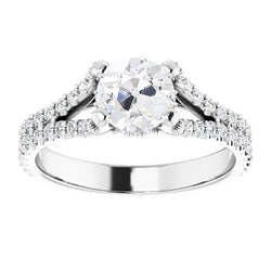Real  Engagement Ring Old Mine Cut Diamond Split Shank 5 Carats Jewelry