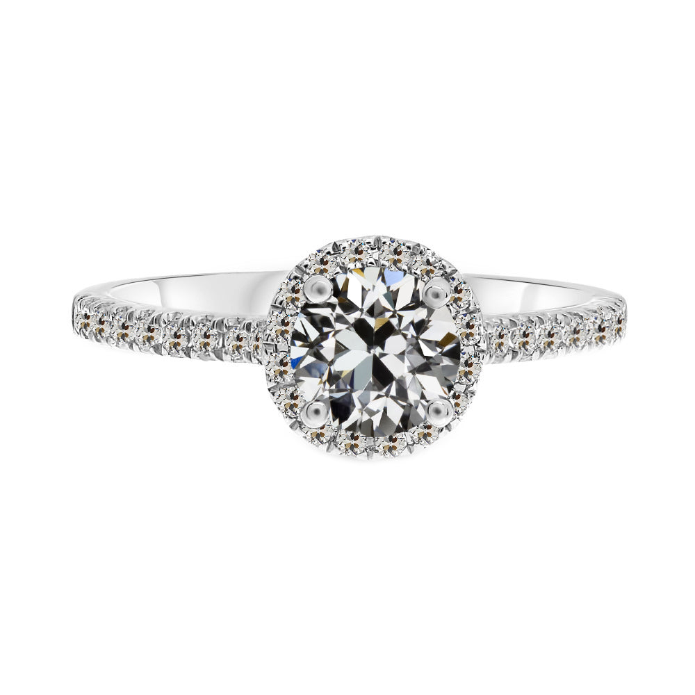 Engagement Ring Old Mine Cut 2.50 Carats Halo Diamond Jewelry