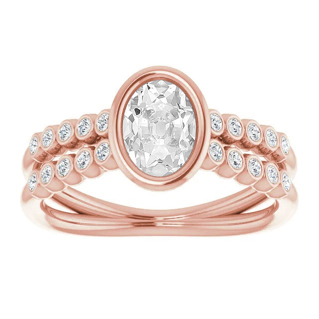 Engagement Ring Old Miner Diamonds Bezel Set